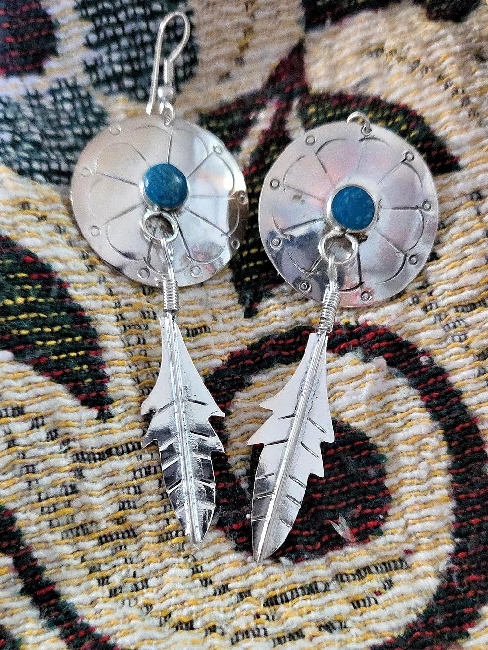 Silver & Denim Lapis Feather Earrings